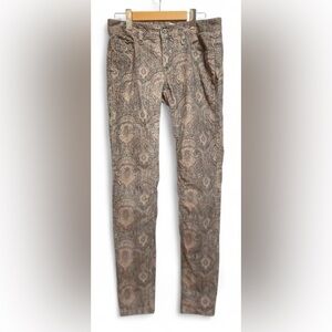 Free People Corduroy Paisley Skinny Pants Women’s‎ Size 27 Boho Fall Casual